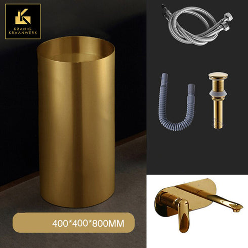 Waszuil | Staande wasbak | Vrijstaande fontein | De verzuiling | Goud