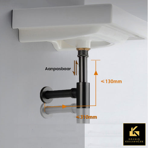 Installatiebenodigdheden | Luxe Sifon met matchende pop-up afvoerplug | Antiek goud