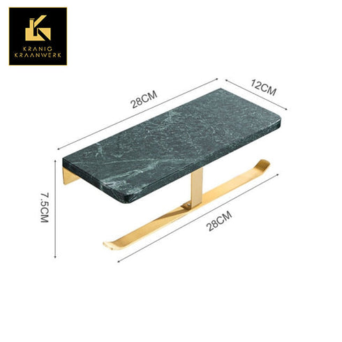 A high end design | Toiletrolhouder met telefoon vlak | Echt Marmersteen Groen