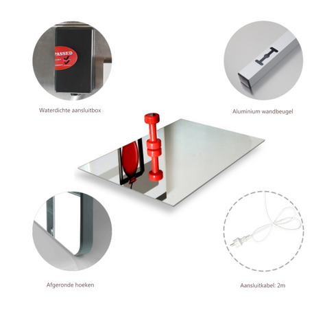 Spiegel Infraroodverwarming Rechthoekig 60 x 120 cm 700 Watt