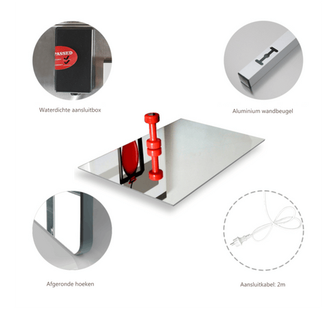 Spiegel Infraroodverwarming Rechthoekig 60 x 120 cm 700 Watt