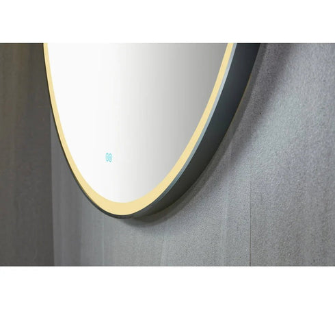 Spiegel rond 100 cm met zwart frame, led verlichting en anti condens