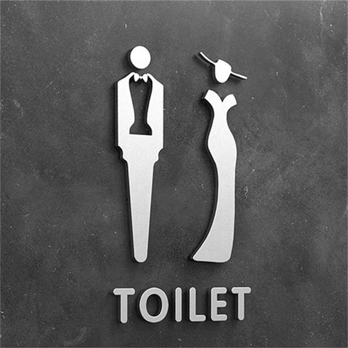 Toilet aanduidingsbordjes | Daar is de WC tekens | Goud - Zilver - Zwart | Minimalistisch