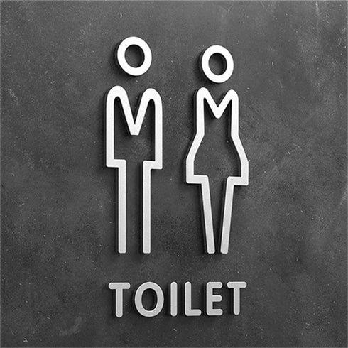 Toilet aanduidingsbordjes | Daar is de WC tekens | Goud - Zilver - Zwart | Minimalistisch