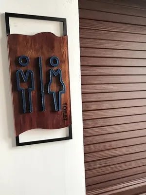 Toilet aanduidingsbordjes | Daar is de WC tekens | Hout | Minimalistisch