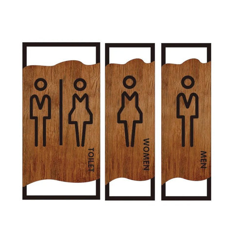 Toilet aanduidingsbordjes | Daar is de WC tekens | Hout | Minimalistisch