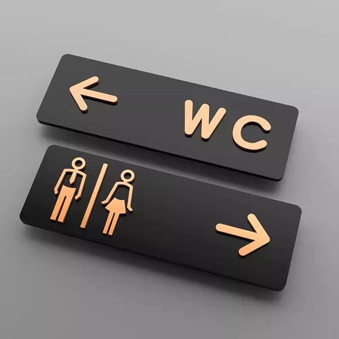 Toilet aanduidingsbordjes | Goud op zwart | Minimalistisch