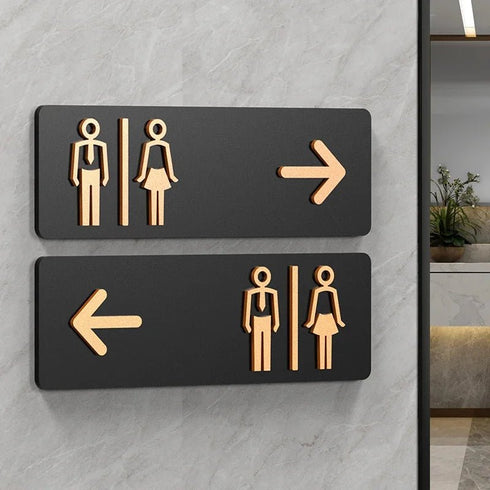 Toilet aanduidingsbordjes | Goud op zwart | Minimalistisch