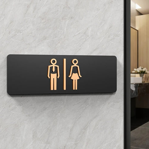 Toilet aanduidingsbordjes | Goud op zwart | Minimalistisch