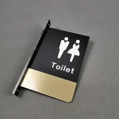 Toilet uithangbordjes | Daar is de WC tekens | Zwart met Goud - Brons - Koper | Minimalistisch