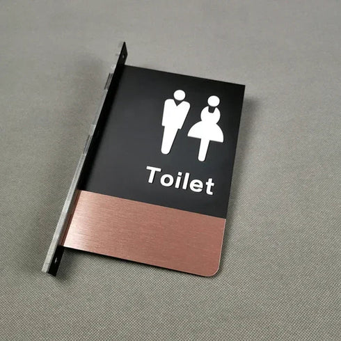 Toilet uithangbordjes | Daar is de WC tekens | Zwart met Goud - Brons - Koper | Minimalistisch