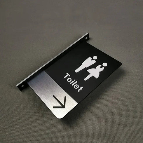 Toilet uithangbordjes | Daar is de WC tekens | Zwart met Goud - Brons - Koper | Minimalistisch