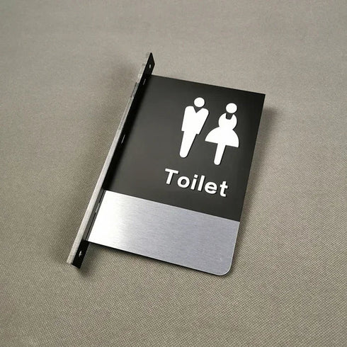 Toilet uithangbordjes | Daar is de WC tekens | Zwart met Goud - Brons - Koper | Minimalistisch