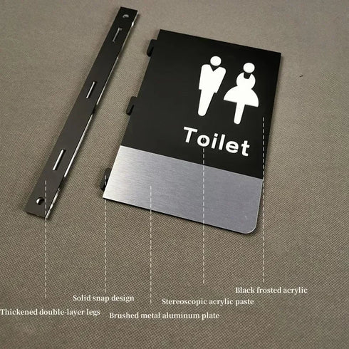 Toilet uithangbordjes | Daar is de WC tekens | Zwart met Goud - Brons - Koper | Minimalistisch