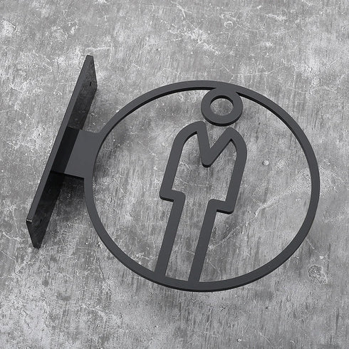 Toilet uithangbordjes | Daar is de WC tekens | Zwart | Minimalistisch