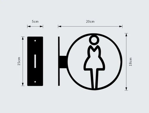 Toilet uithangbordjes | Daar is de WC tekens | Zwart | Minimalistisch