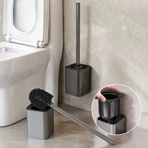 Toiletborstel | Staand op de grond | Gunmmetal | Grijs | Zwart | Wit