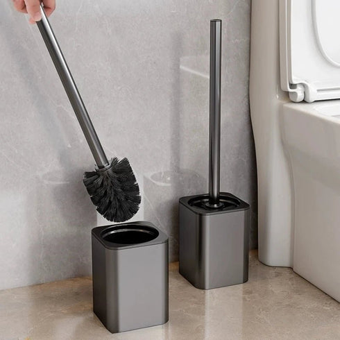 Toiletborstel | Staand op de grond | Gunmmetal | Grijs | Zwart | Wit