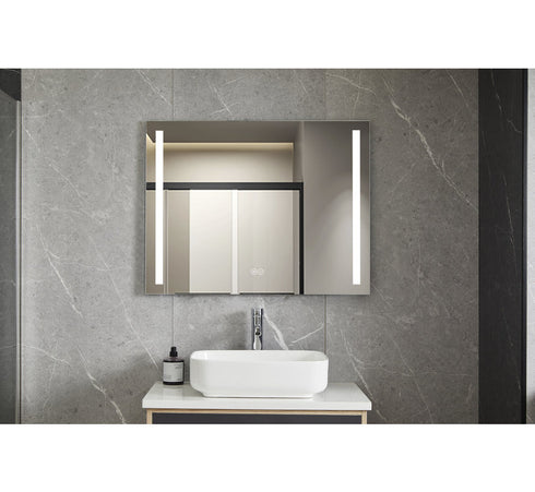 Spiegel Rechthoekig 60 x 100 cm frameloos, inbouw led verlichting en anti-condens