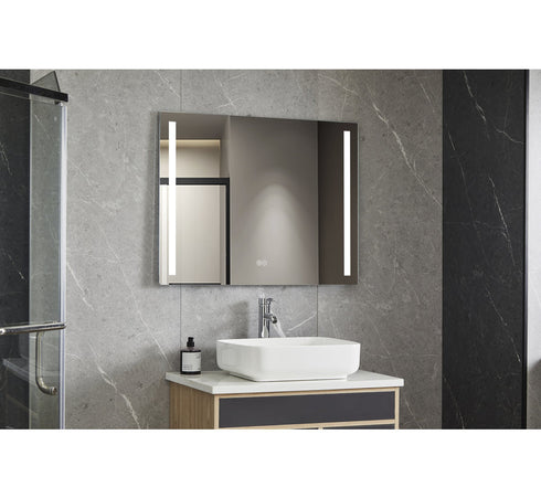 Spiegel Rechthoekig 60 x 100 cm frameloos, inbouw led verlichting en anti-condens