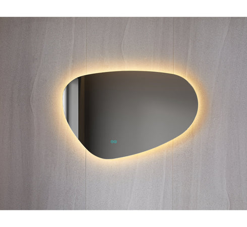 Spiegel asymmetrisch organische led verlichting en anti-condens 90 cm breed en 60 cm hoog