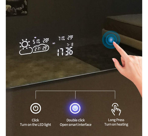 Smart badkamerspiegel met LED-verlichting en infraroodverwarming – 60 x 100 cm, 350 Watt