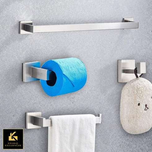 Inrichting I Sanitaire ruimte I Design houders en haken I Lijn 1 Geborsteld Staal RVS