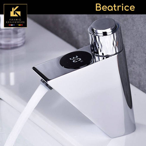 High end Exclusieve Wastafelkraan | Temperatuur display | Push button | Beatrice | Minimalisme