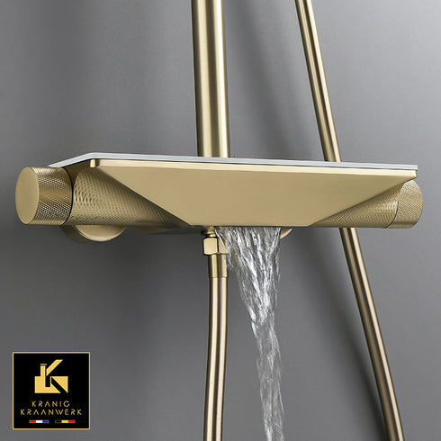 Exclusieve Douchekraan | opbouw doucheset | Baanbrekend ontwerp | Elvira | Gunmetal Grijs | Wit | Goud | Chroom