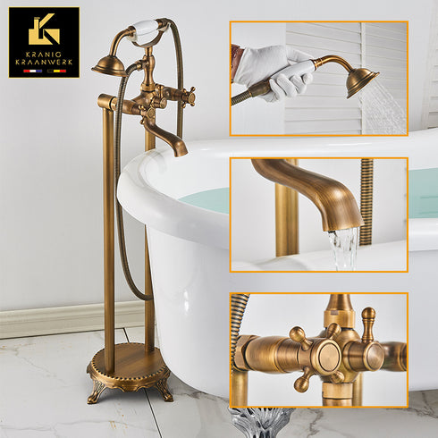 Landelijk Industrieel | Staande badkraan | Karina | Oud Goud