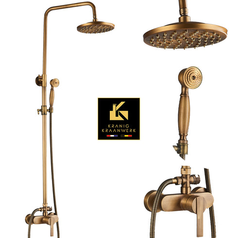 Douchekraan Landelijk stijl én industrieel | opbouw doucheset | Ursula | Oud Goud
