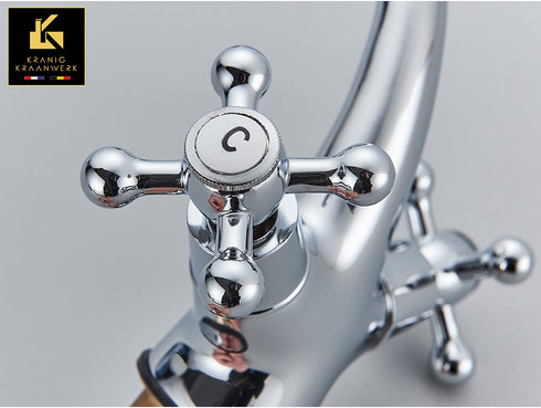 Industrieel en Landelijk | Badkamer en of keukenkraan | Cedrica | Goud Zwart Chroom RVS