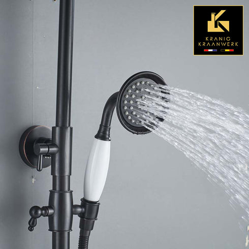 Douchekraan Landelijke stijl | opbouw doucheset | Froukje| Zwart met accenten