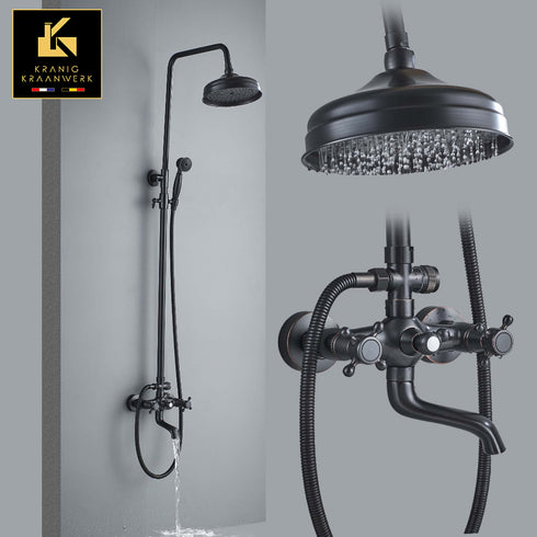 Douchekraan Landelijke stijl | opbouw doucheset | Froukje| Zwart met accenten