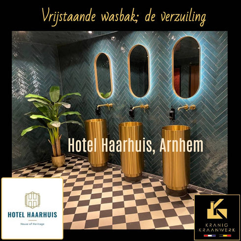 Waszuil | Staande wasbak | Vrijstaande fontein | De verzuiling | Goud