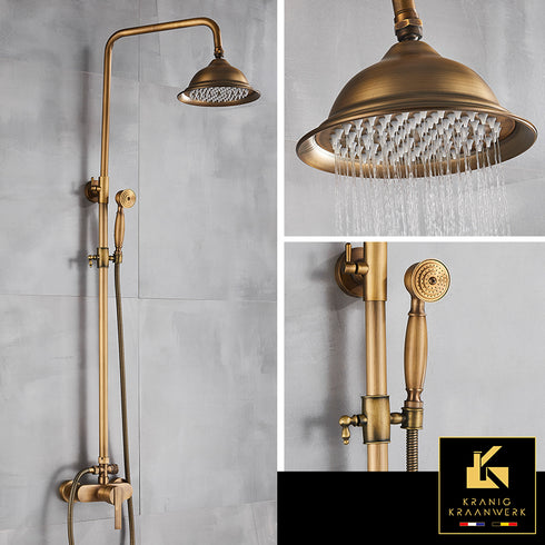 Douchekraan Landelijk stijl én industrieel | opbouw doucheset | Ursula | Oud Goud