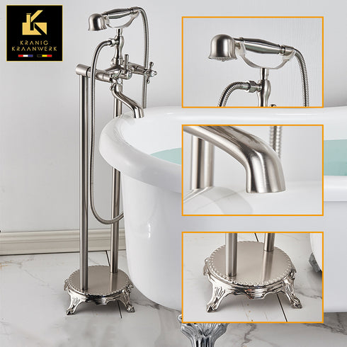 Landelijk Industrieel | Staande badkraan | Karina | Geborsteld staal RVS
