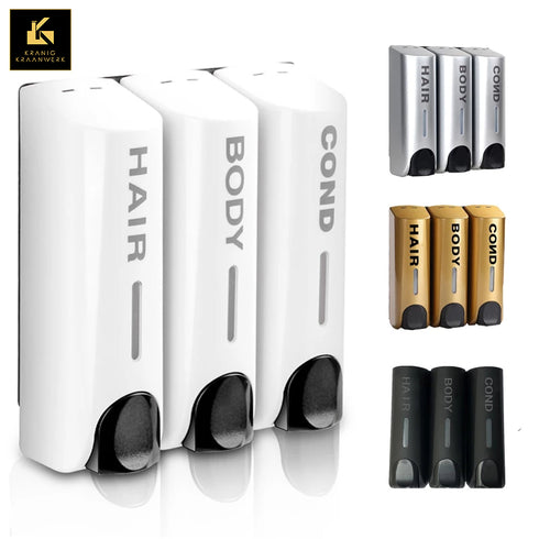 Douche zeep dispenser | Muurbevestiging | Diverse zeepsoorten | Met teksten als in een hotel