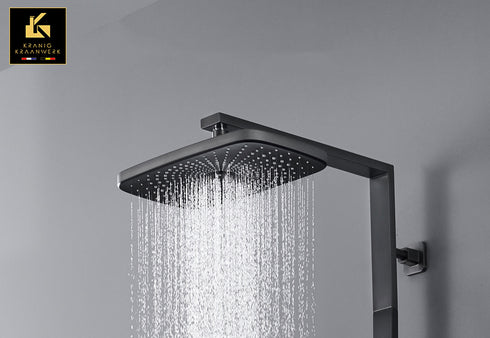 Douchekraan | opbouw doucheset | met display en vaste stang | Hoekige stijl | Birthe