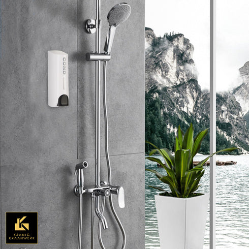 Douche zeep dispenser | Muurbevestiging | Diverse zeepsoorten | Met teksten als in een hotel