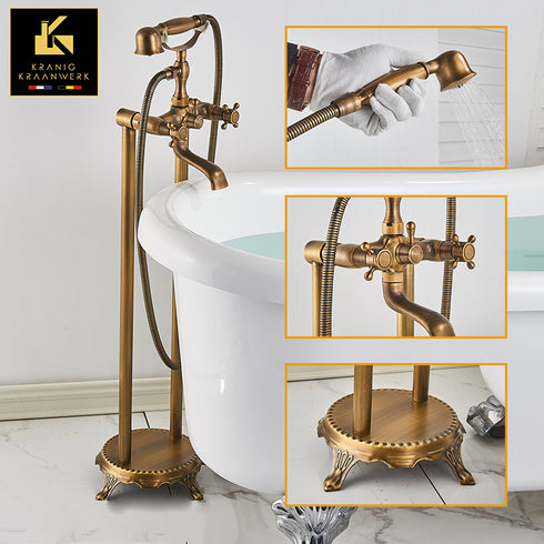 Landelijk Industrieel | Staande badkraan | Karina | Oud Goud