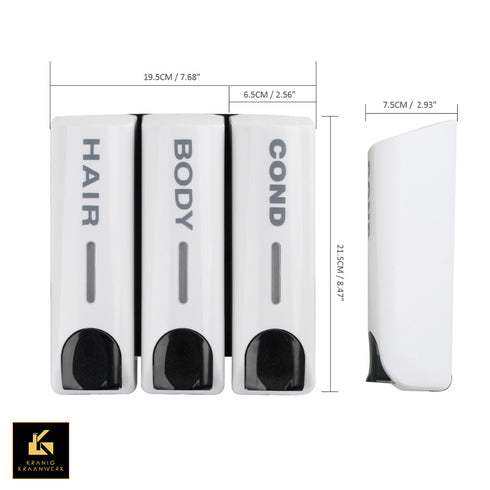 Douche zeep dispenser | Muurbevestiging | Diverse zeepsoorten | Met teksten als in een hotel