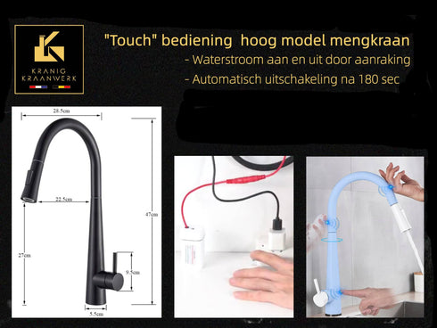 Keukenkraan met Sensor | Uittrek slang | Hanzanette