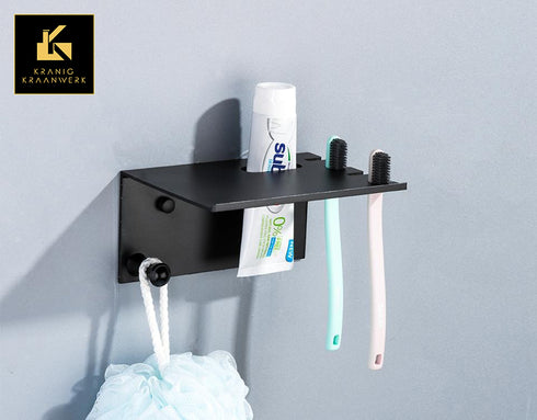 Inrichting | Design badkamer | Multifunctioneel schap en tandenborstel houder