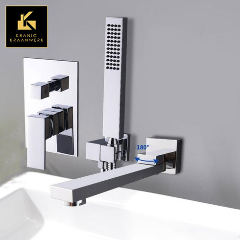 Ligbadkraan met handdouche | Wand montage | Rotary linings | Chroom