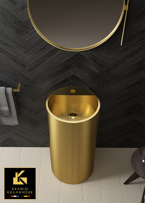 Waszuil | Staande wasbak | Vrijstaande fontein met kraanbasis | Goud, Gunmetal, Zwart of Rose Gold