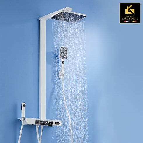 Douchekraan | opbouw doucheset | met toetsen en vaste stang | Hoekige stijl | Berend