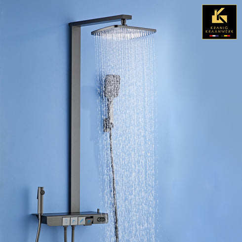 Douchekraan | opbouw doucheset | met toetsen en vaste stang | Hoekige stijl | Berend
