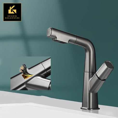 Multifunctionele kraan met drukknop | Kraan met Uitschuifbaar | Uittrekbare slang | Babette