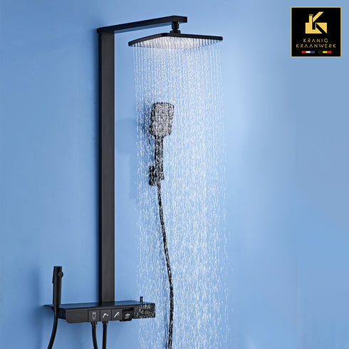 Douchekraan | opbouw doucheset | met toetsen en vaste stang | Hoekige stijl | Berend